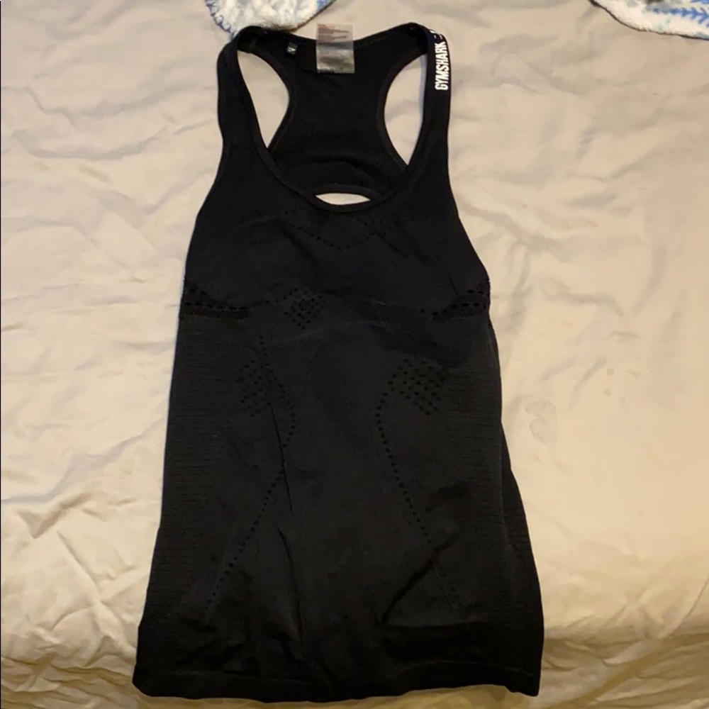 Full length black gymshark top with back cutout